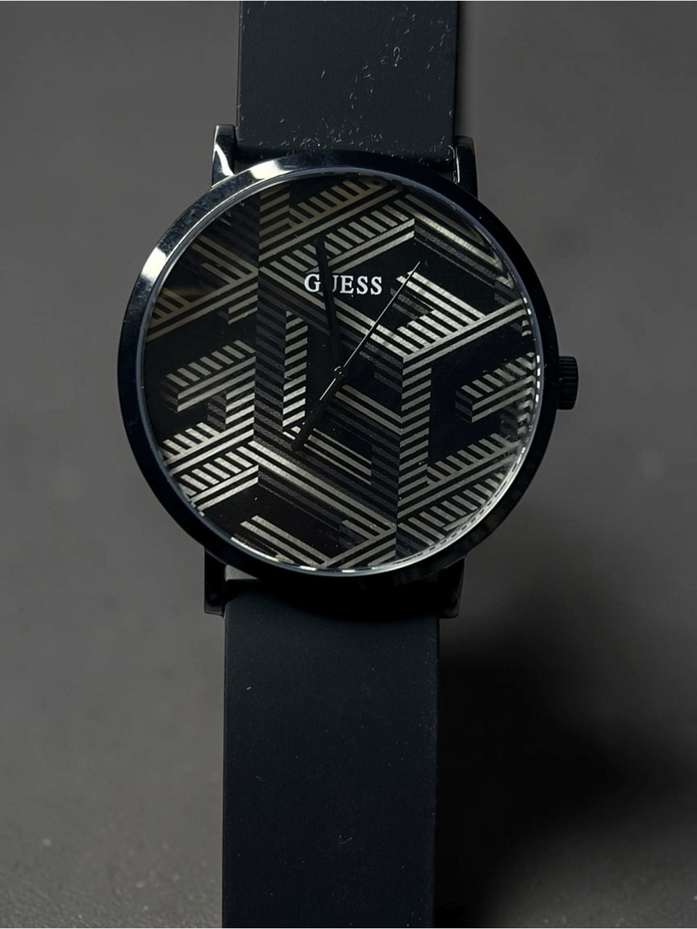 GUESS Black and Silver Geometric Dial Men’s Watch